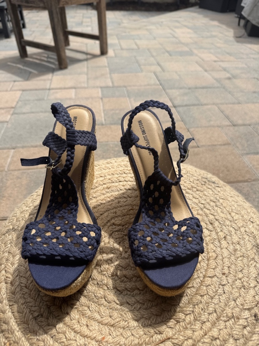 Mossimo Supply Co. Navy Braided Espadrille Wedge Sandals